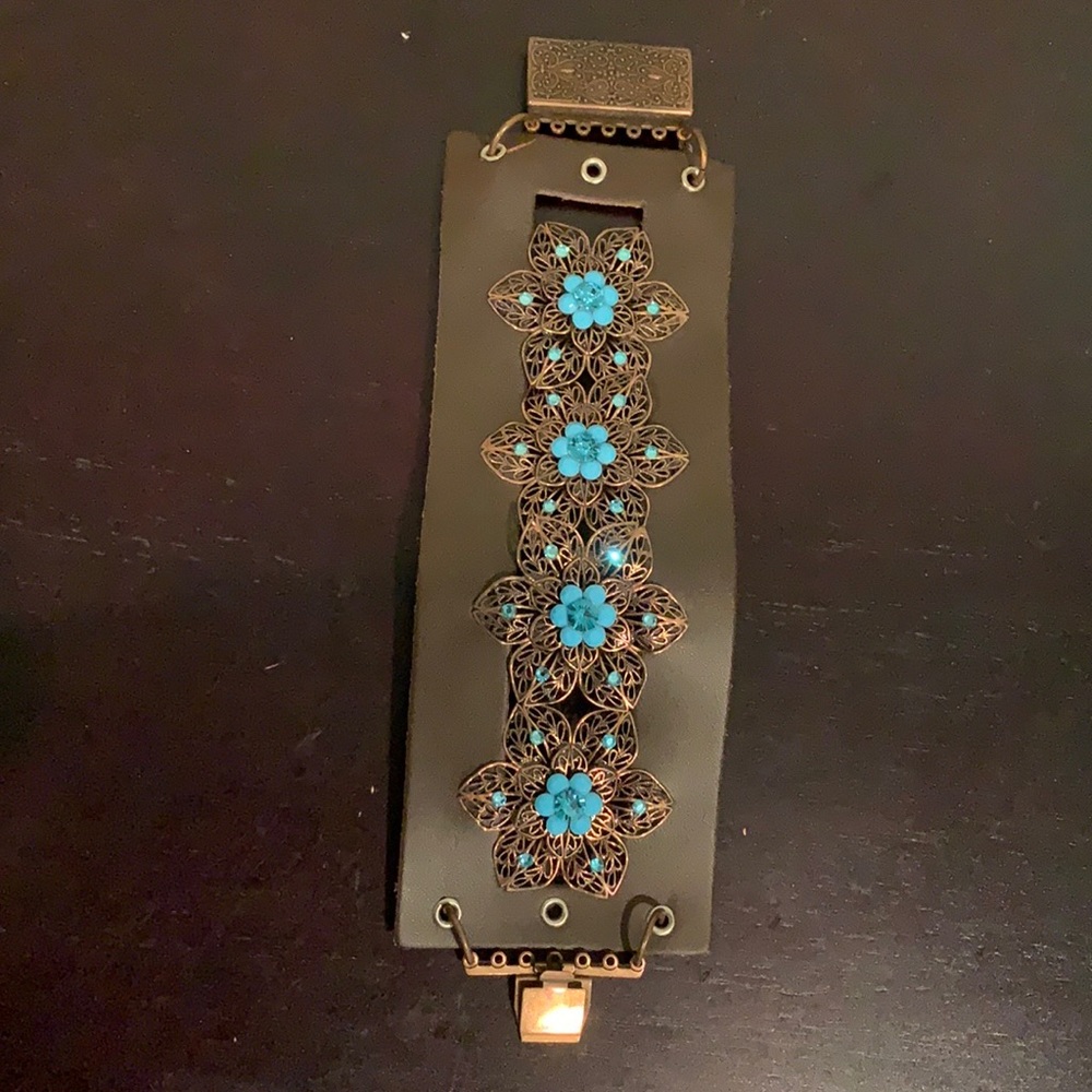Tsarina Crystal Leather Cuff Bracelet